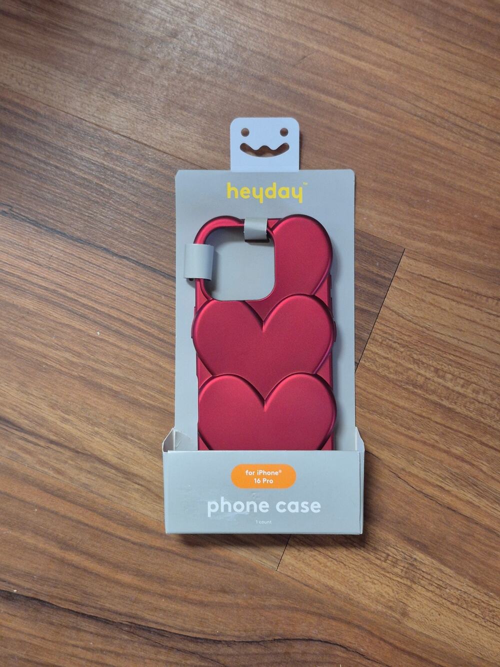 Heyday iPhone 16 Pro Phone Case Heart Design Metallic Red Softshell TPU s3